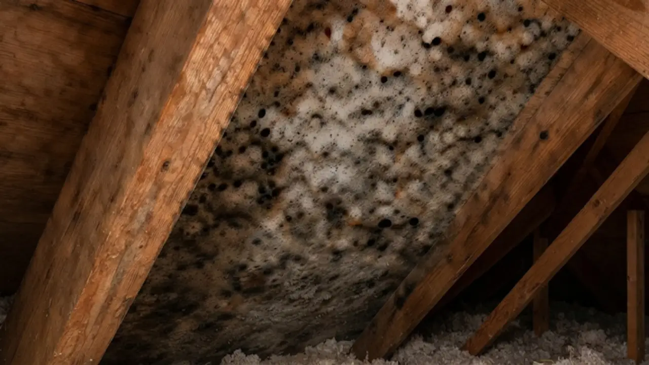 Mold growth on attic wood decking