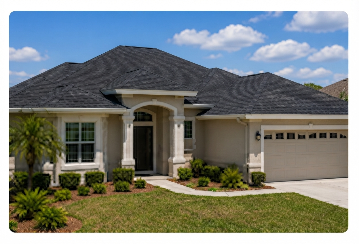 Newly replaced shingle roof on a Jacksonville home