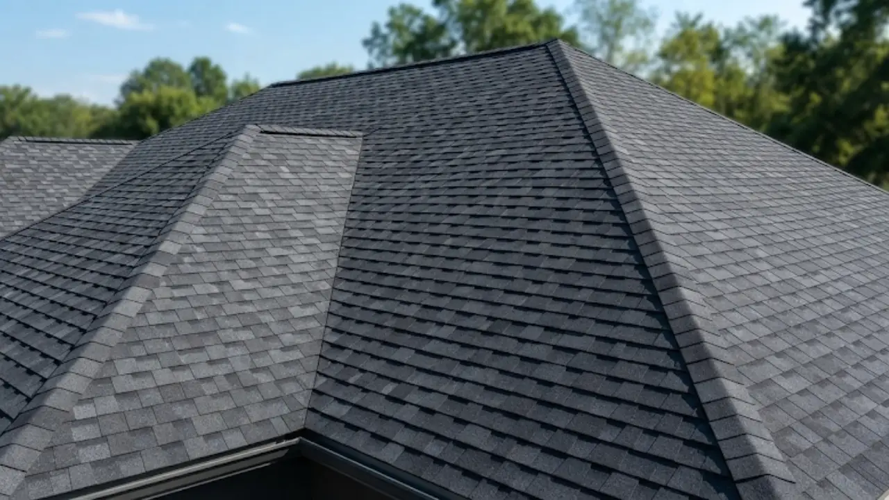 Close-up of architectural asphalt shingles