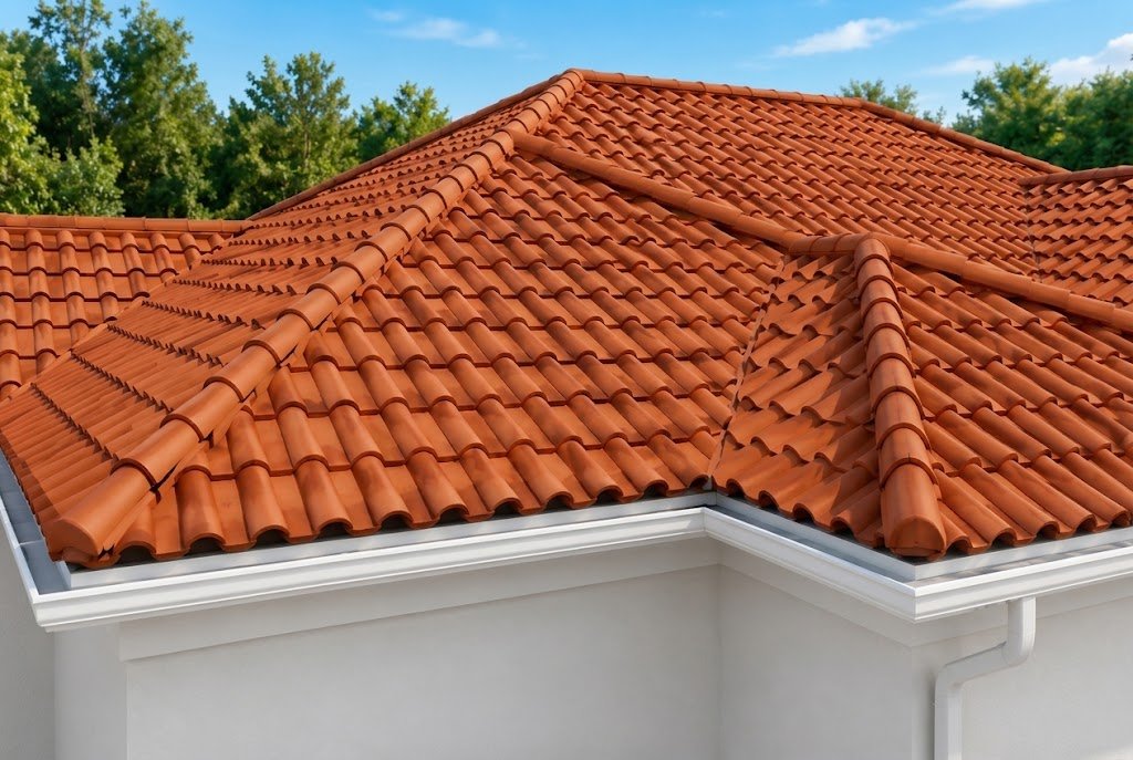 Shingle granules collecting in a roof gutter