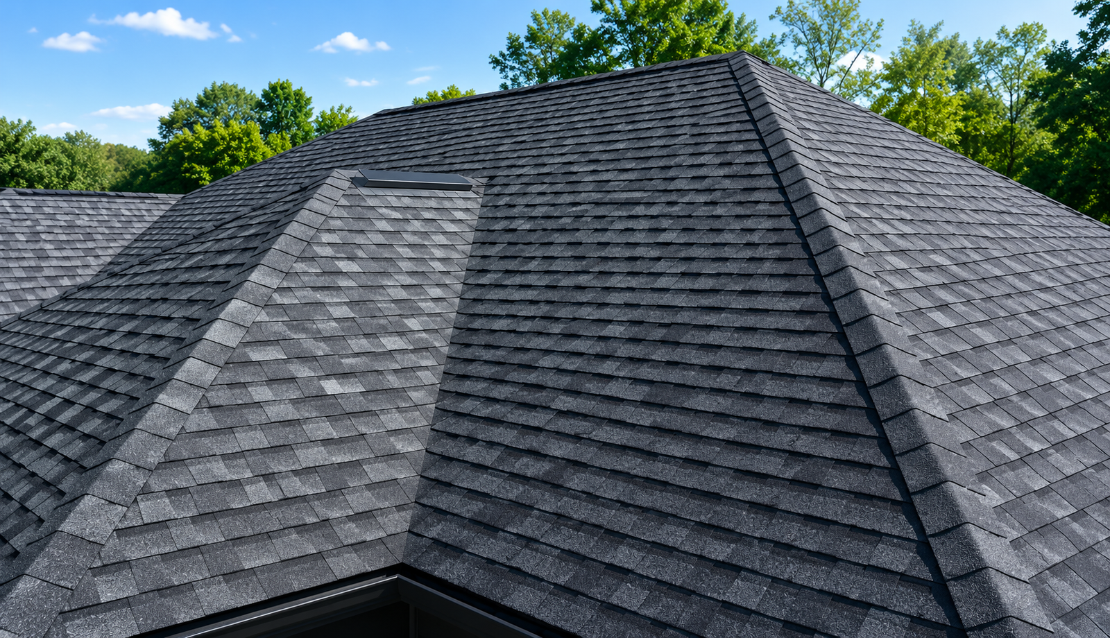 Close-up of architectural asphalt shingles