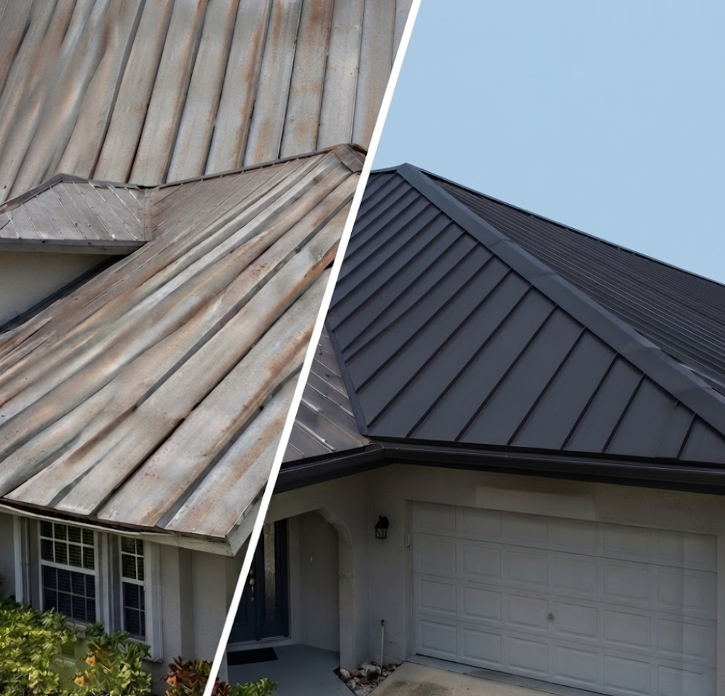 Before and after roof replacement in Avondale
