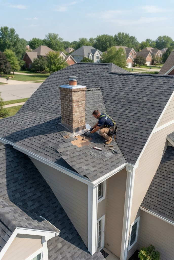 Home with a roof in good condition suited to repair