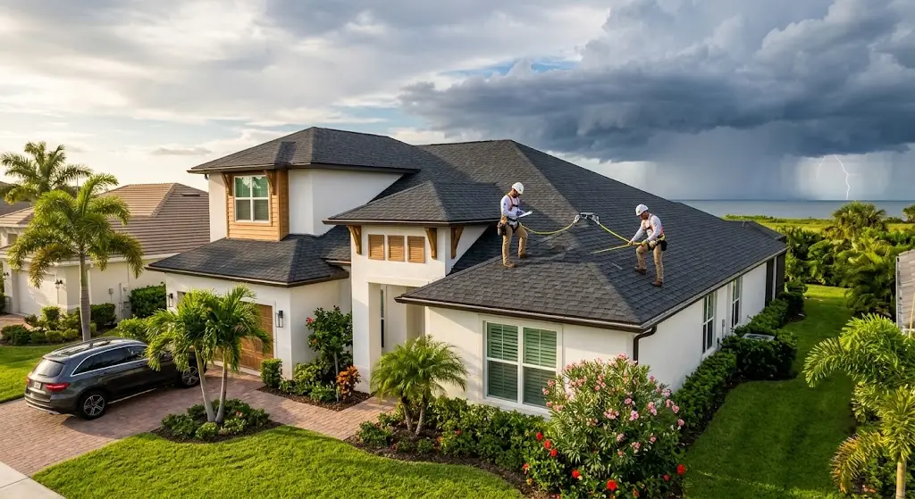 Residential home with a new shingle roof