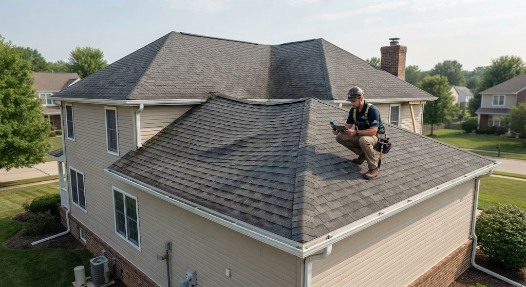 Sagging roof deck showing structural issues