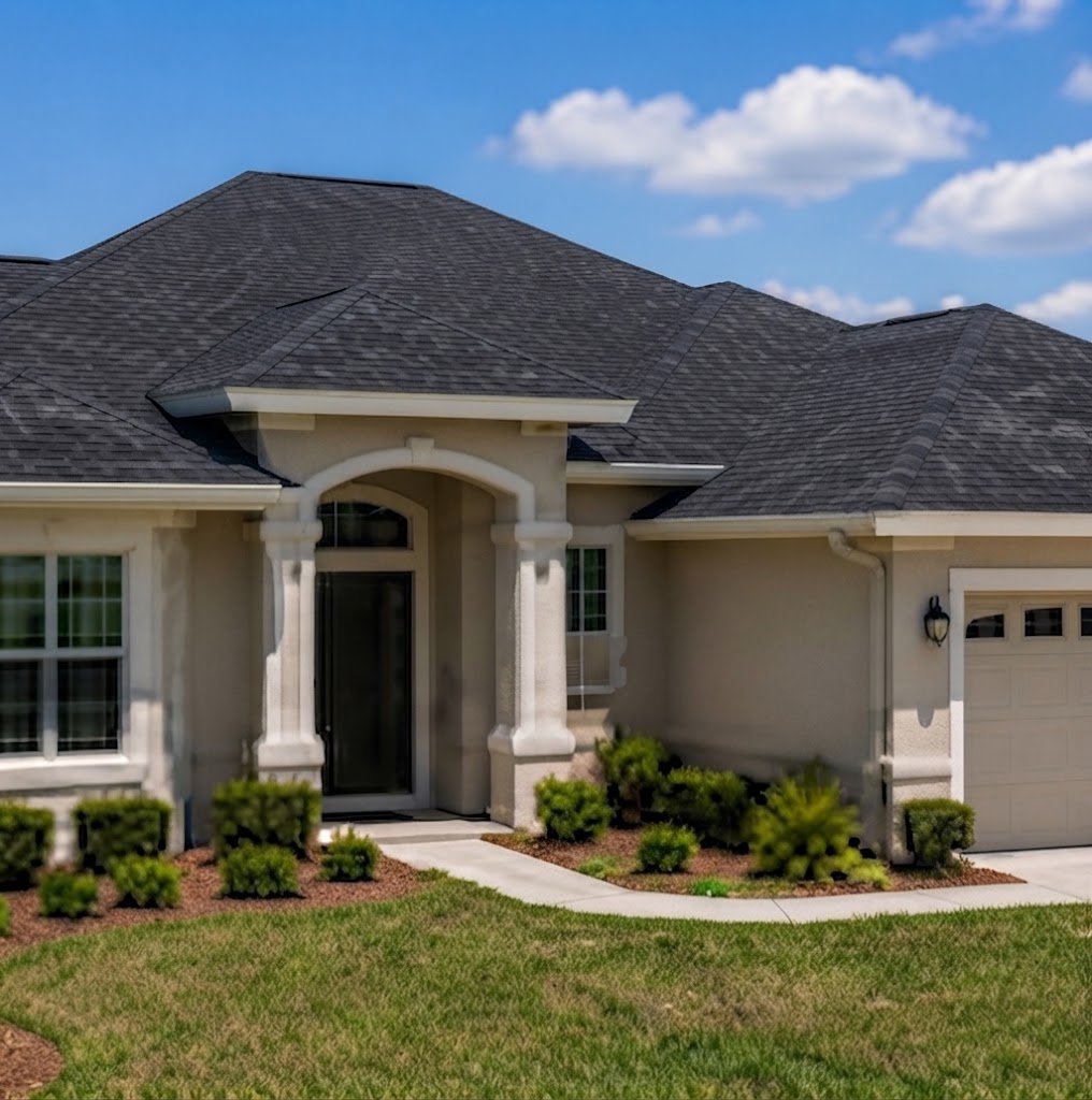 Newly replaced shingle roof on a Jacksonville home