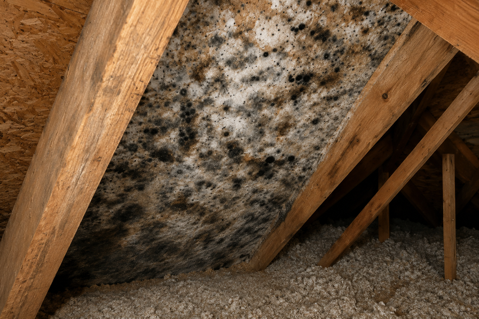 Mold growth on attic wood decking