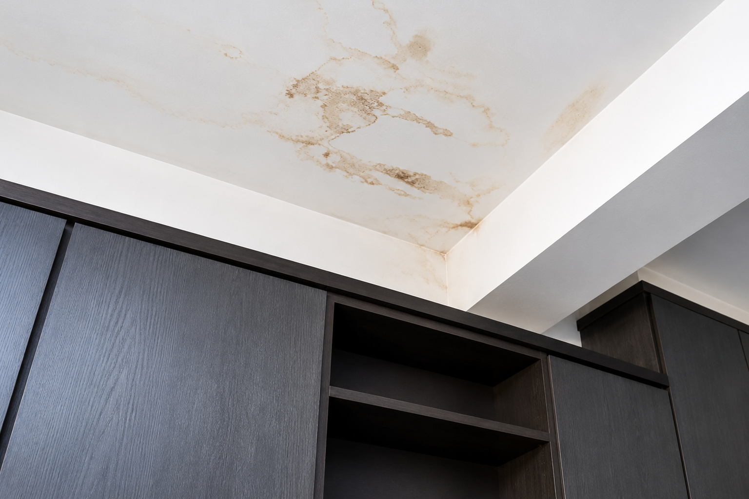 Water dripping from a leaking roof edge